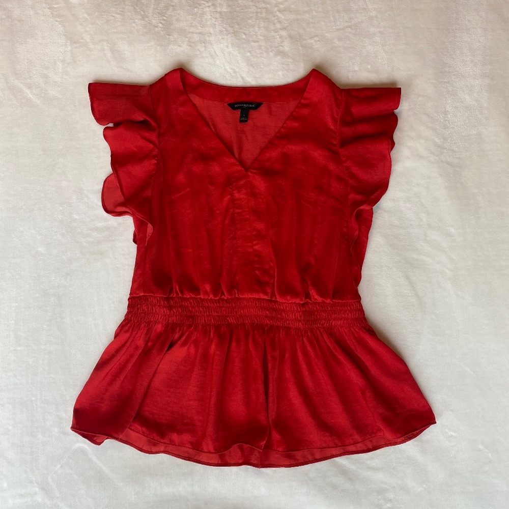 Banana Republic Womens Size Small Blood Orange Short Sleeve Blouse